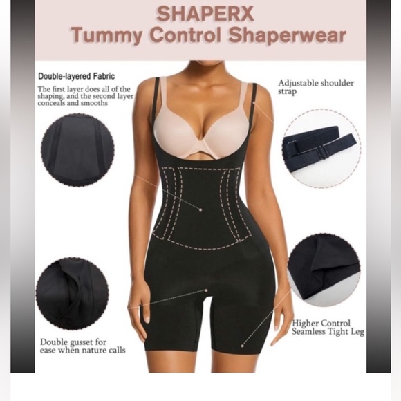 NWT Shaperx Seamless Tummy Control Open Bust Body Shaper, Size XL - Picture 8 of 9